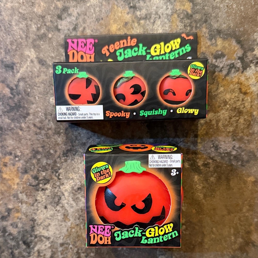 Nee Doh Jack-Glow Pumpkin Lanterns (3 Pack) & Nee Doh Jack-Glow Lantern (Orange)